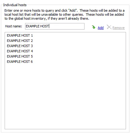 Individual hosts section of the Host Selection view