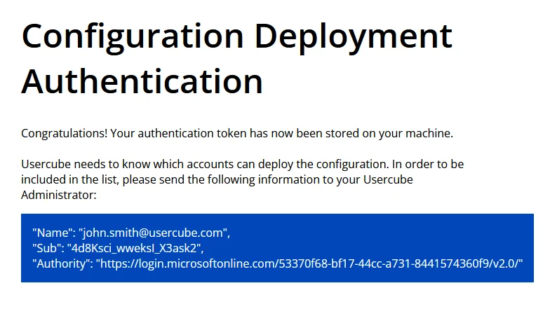 Usercube-Login.exe Success Screen