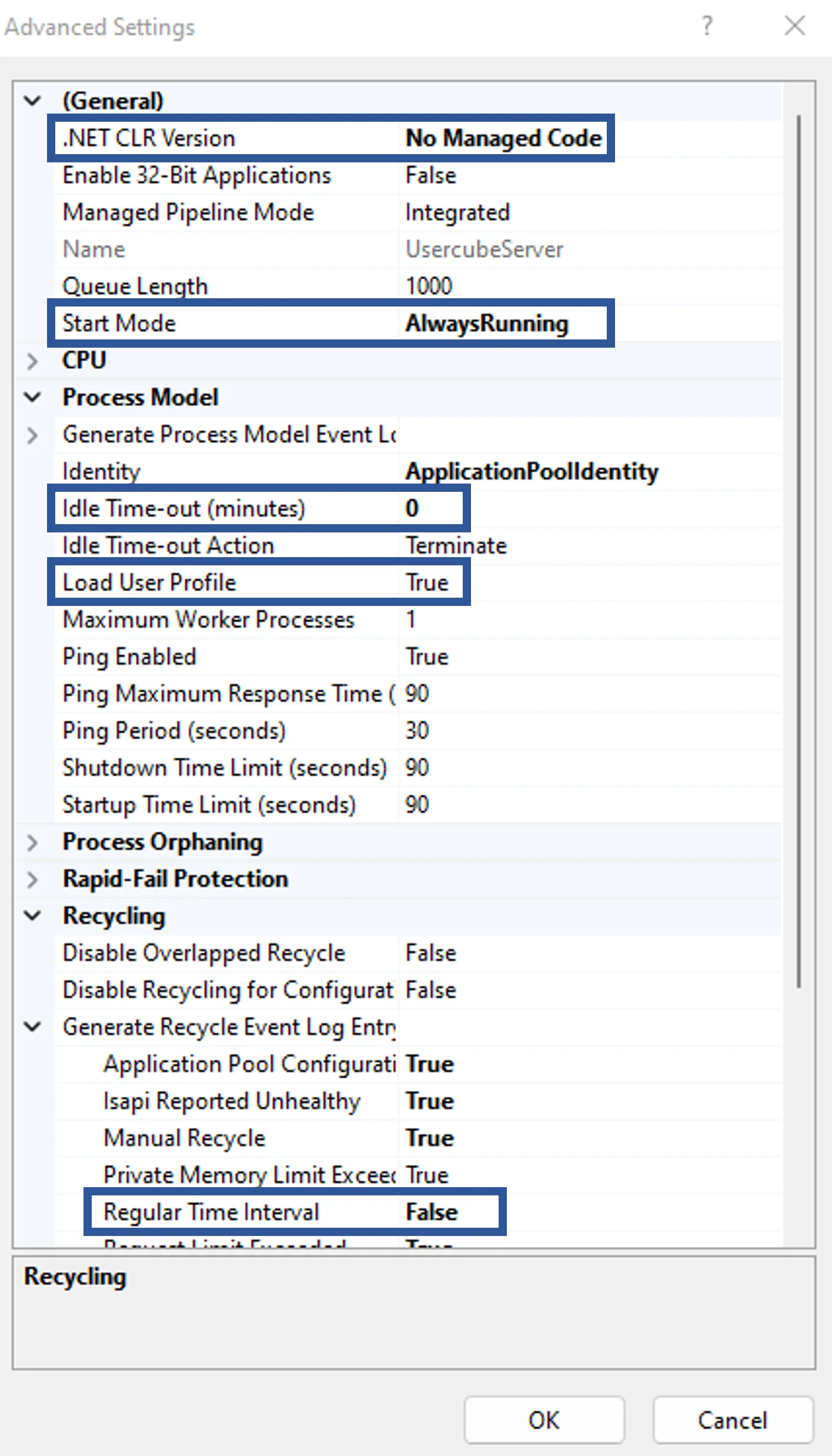 IIS Settings