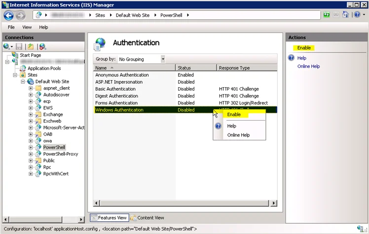 IIS Enable Windows Authentication
