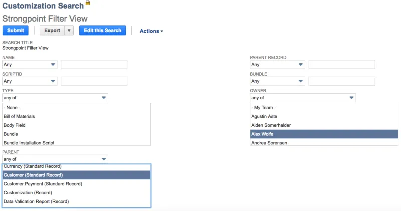 Impact Analysis Filters