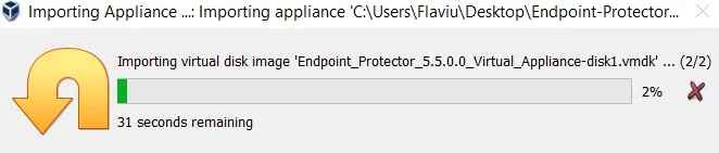  Import displayed by the progress bar