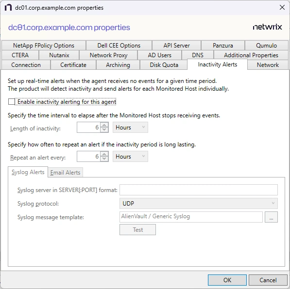 Inactivity Alerts Tab for Agent Properties