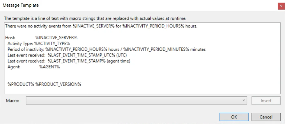Email Alerts - Message Body popup window
