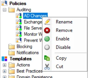 &lt;Policy Name&gt; and &lt;Template Name&gt; Nodes - Right-click Menu