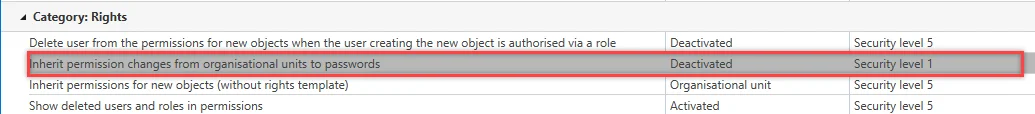 setting inherit from OU to password
