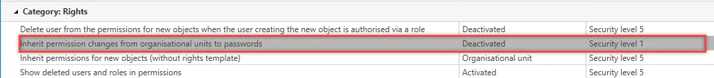 setting inherit from OU to password