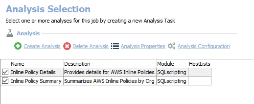 Analysis Tasks for the AWS_InlinePolicies Job