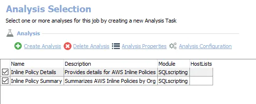 Analysis Tasks for the AWS_InlinePolicies Job