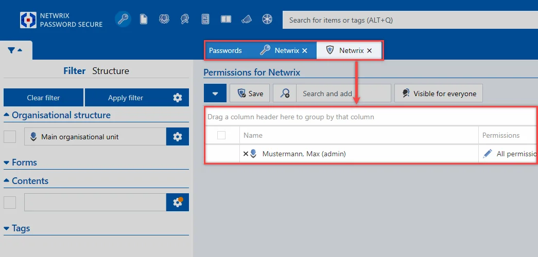 tab system