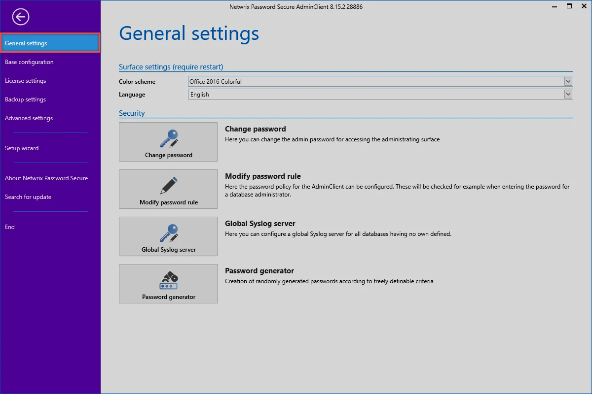 General settings