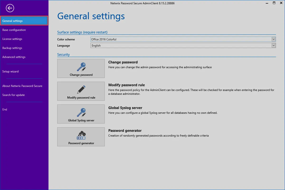 General settings