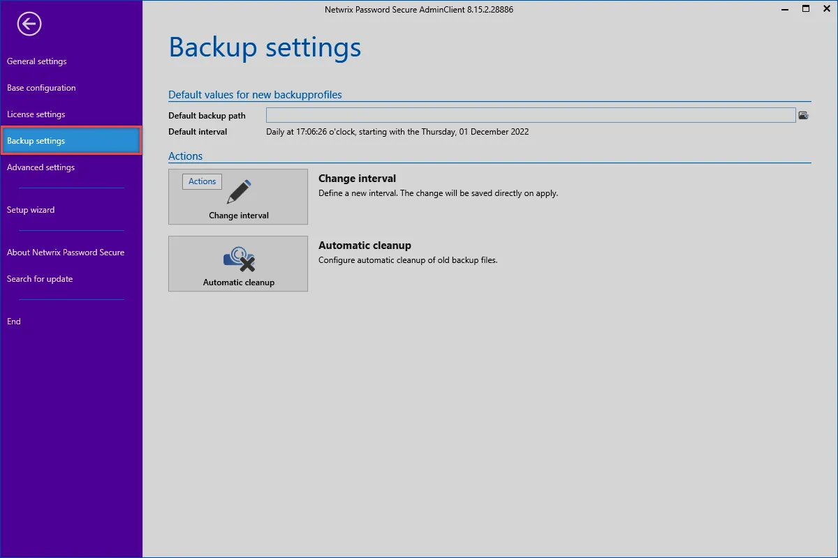 Backup settings