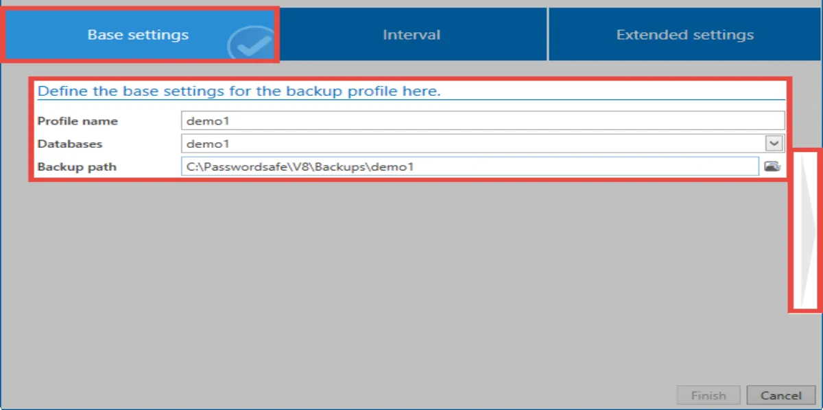 new backup profile - base settings