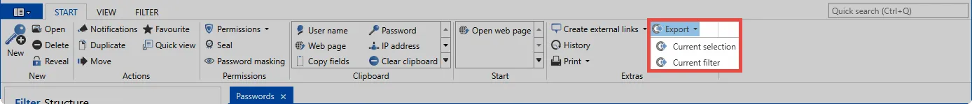 Export ribbon