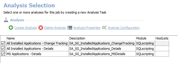 Analysis Tasks for the SG_InstalledApplications Job