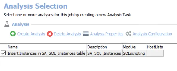 Analysis Selection