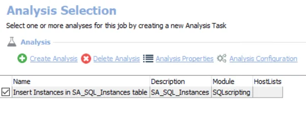 Analysis Selection