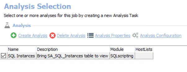 Analysis Selection