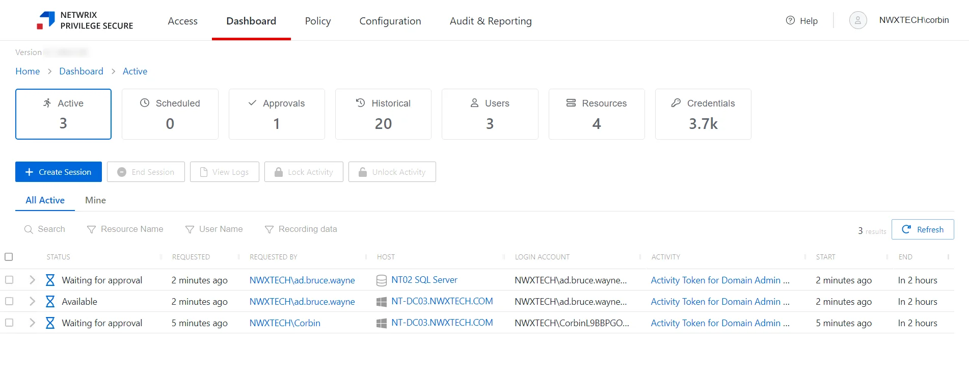 Dashboard Interface