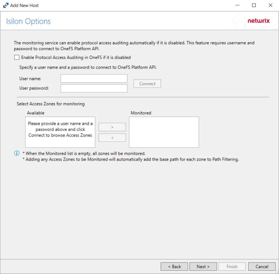 Isilon Options page
