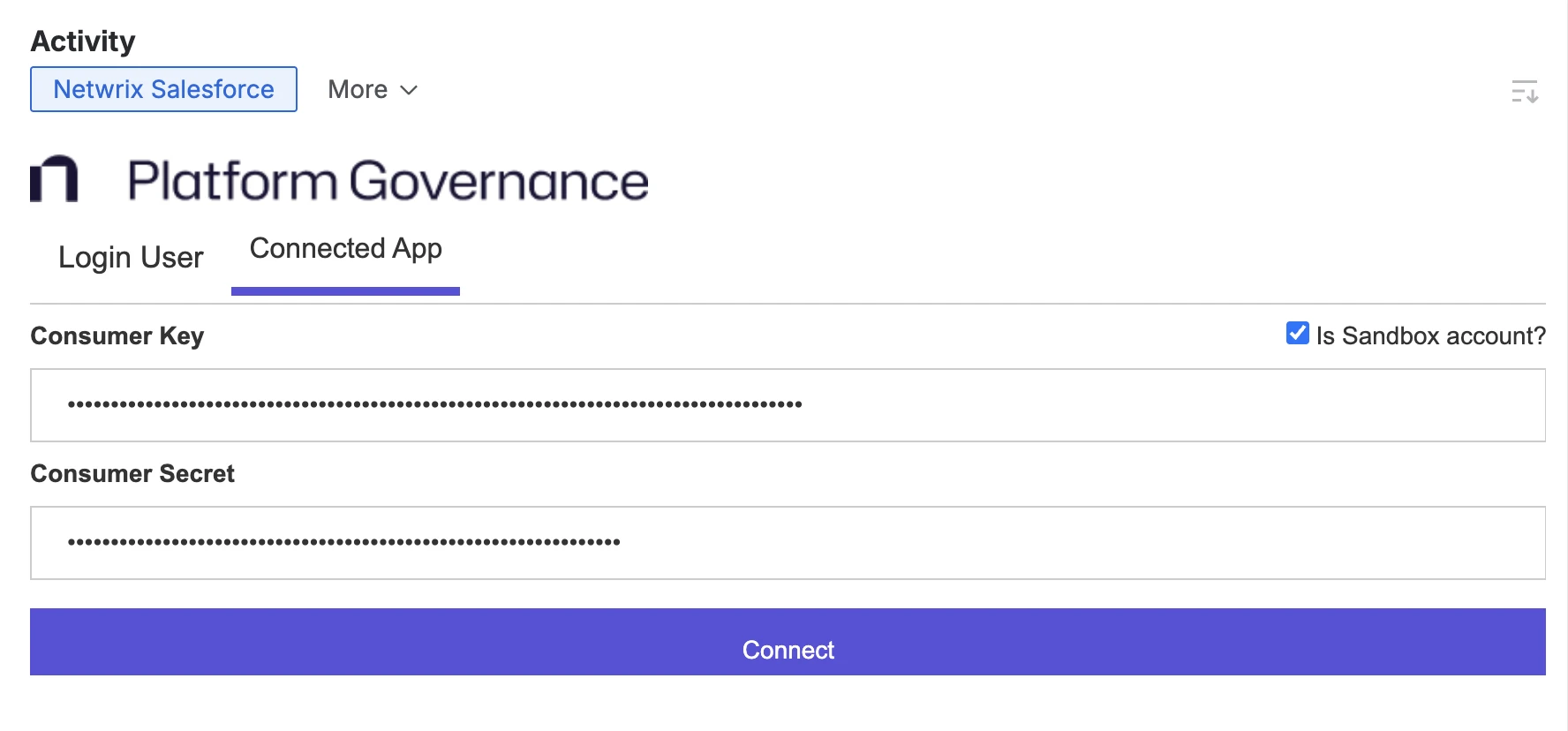 Using the connected app
