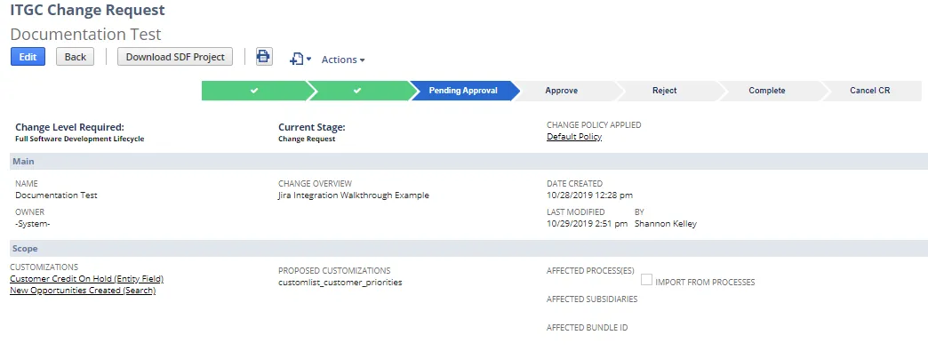 Change Request is Pending Approval
