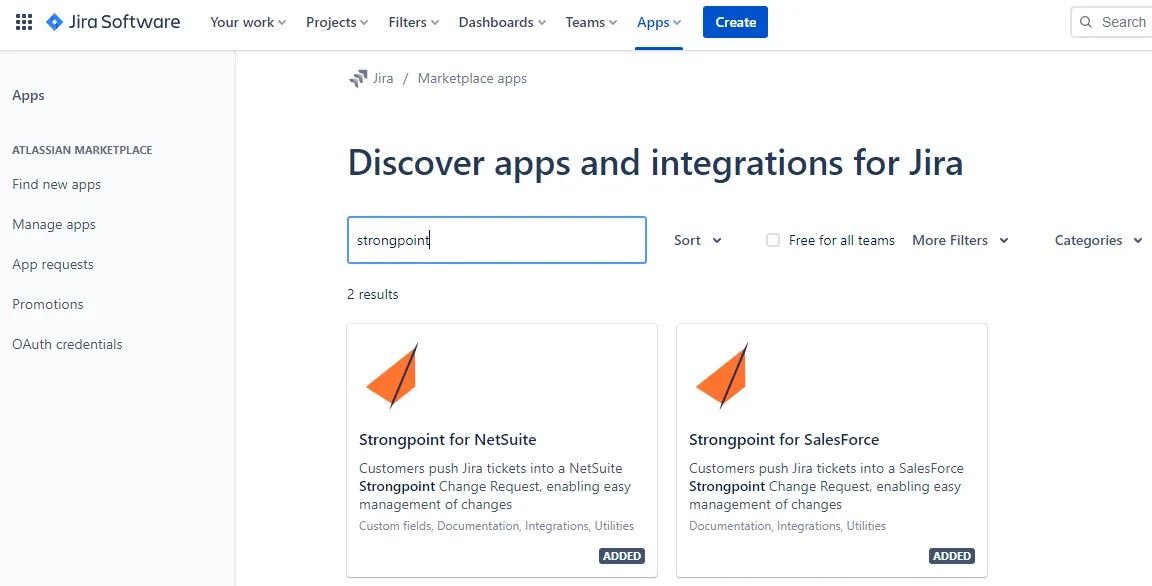 Strongpoint apps in the Jira Marketplace