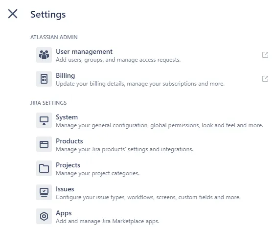 Open Jira Apps settings