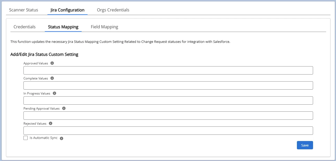 Set up the Jira status mappings for Change Request status