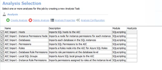 Analysis Selection
