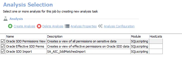 Analysis Selection