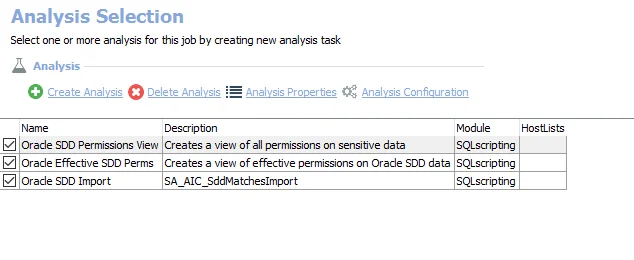 Analysis Selection