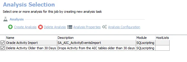 Analysis Selection