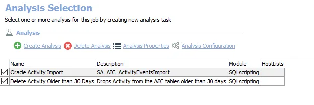 Analysis Selection