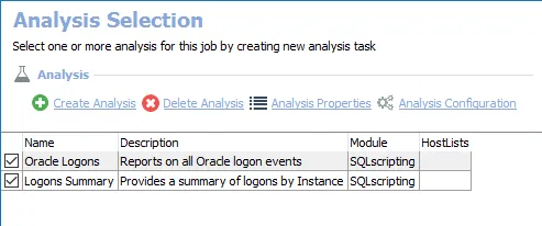 Analysis Selection