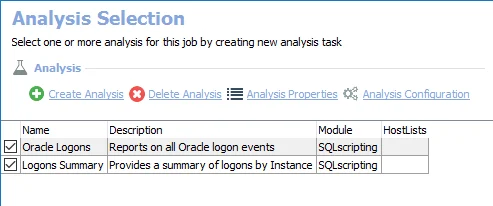 Analysis Selection