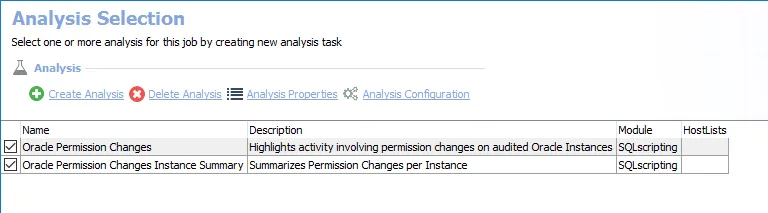 Analysis Selection