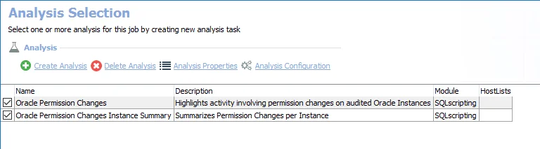 Analysis Selection