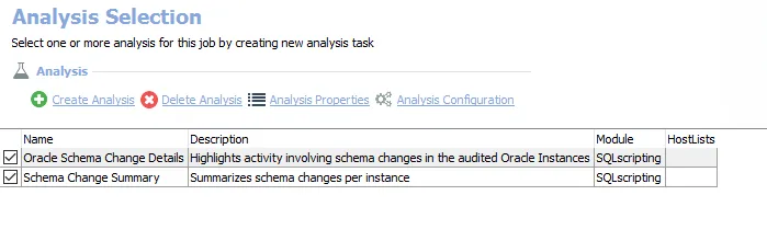 Analysis Selection