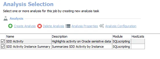 Analysis Selection