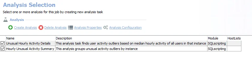Analysis Selection