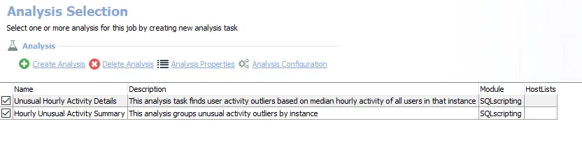 Analysis Selection