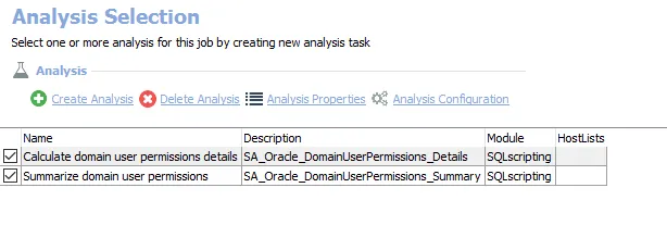 Analysis Selection