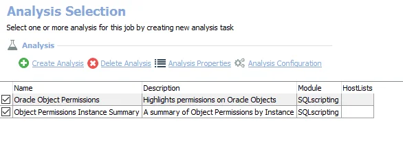 Analysis Selection