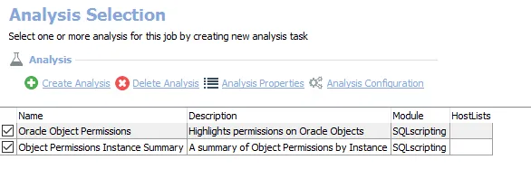 Analysis Selection