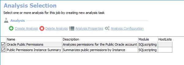 Analysis Selection
