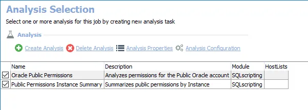 Analysis Selection
