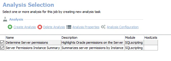 Analysis Selection