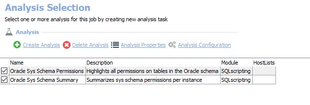 Analysis Selection